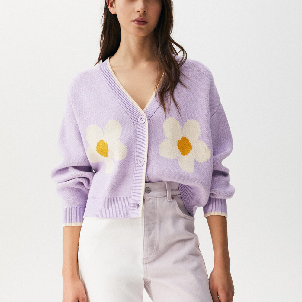 Daisy Jacquard Knit Cardigan