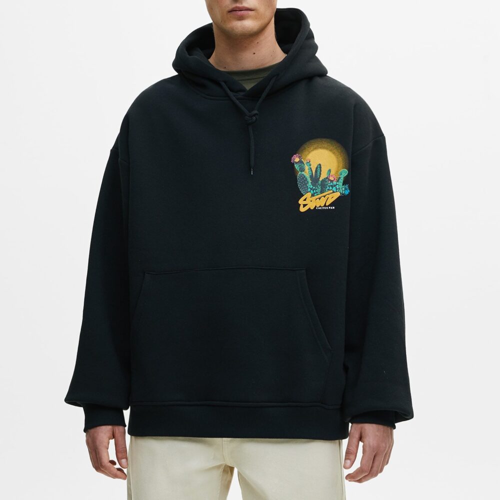 Black Hoodie With Contrast Graphic