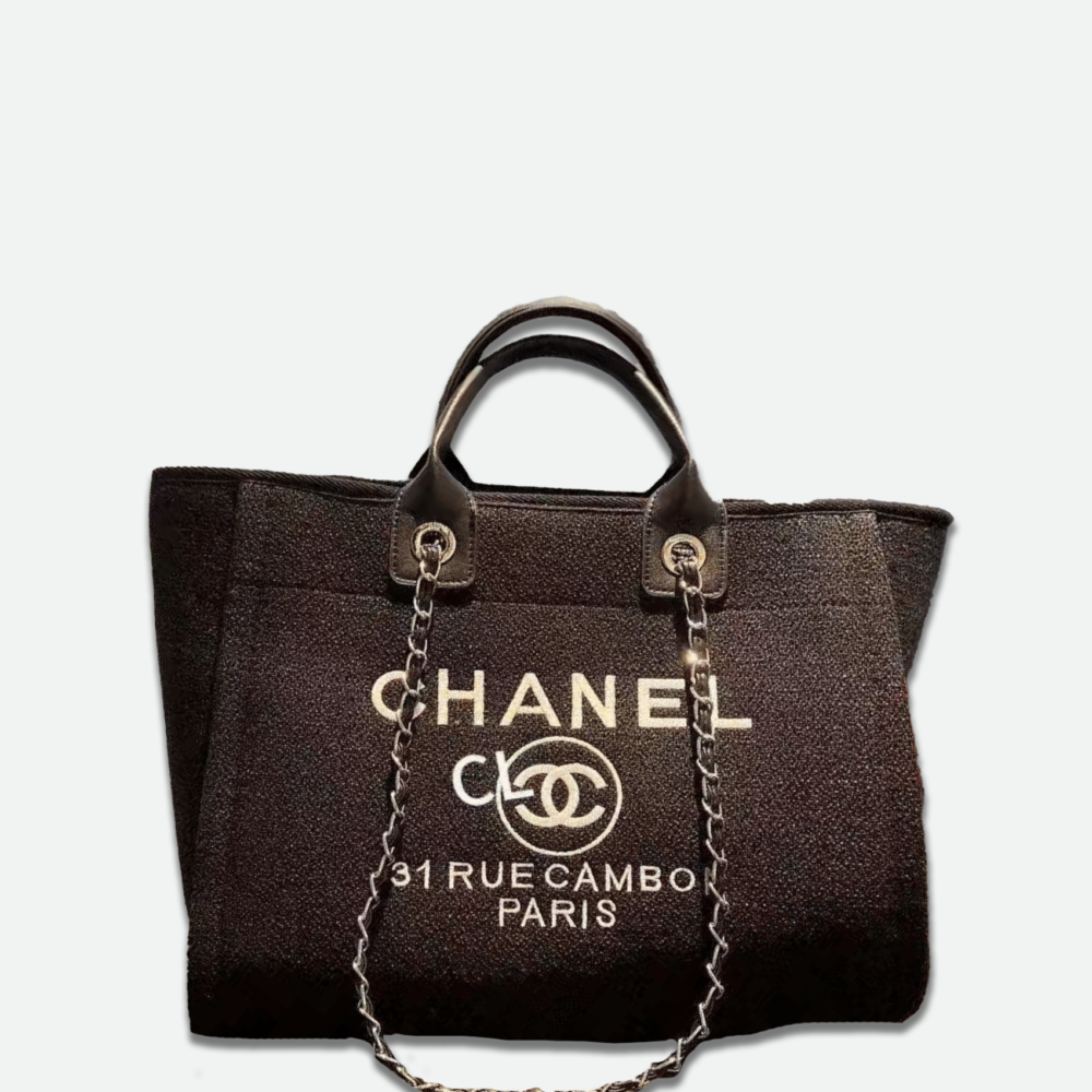 Home 92 Chanel Deauville Tote Black