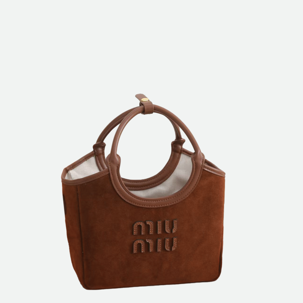 Home 77 Miu Miu Ivy Leather Handbag Brown fur