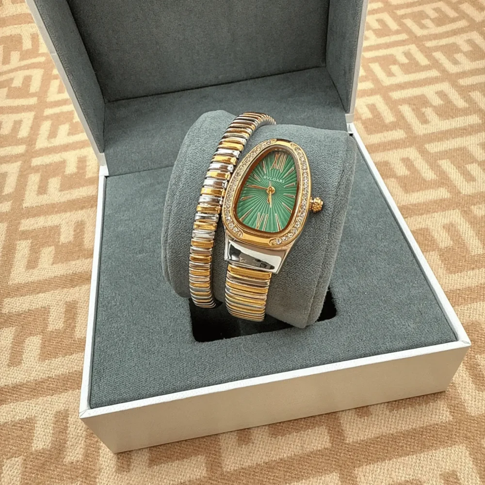 Home 351 Bvlgari Serpenti Tubogas Diamonds green two tone