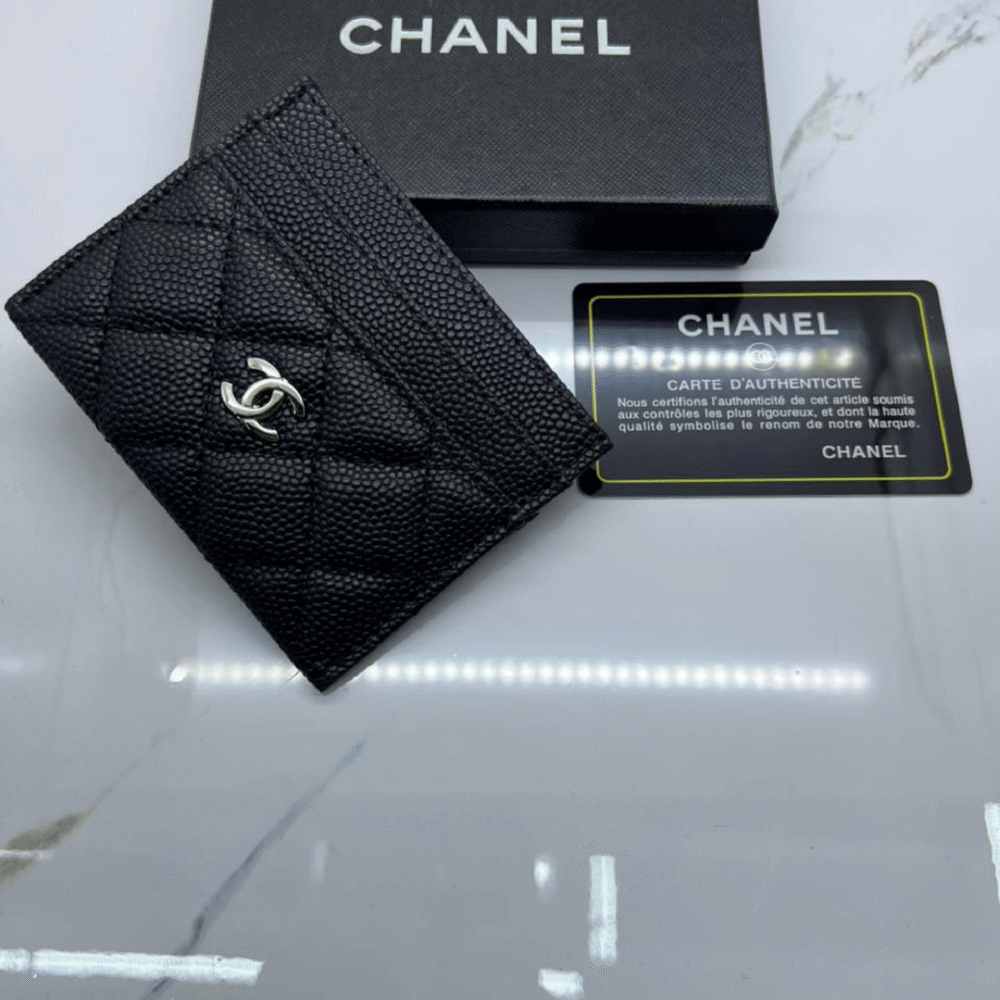 Chanel Caviar Quilted Crystal Enamel CC Card Holder
