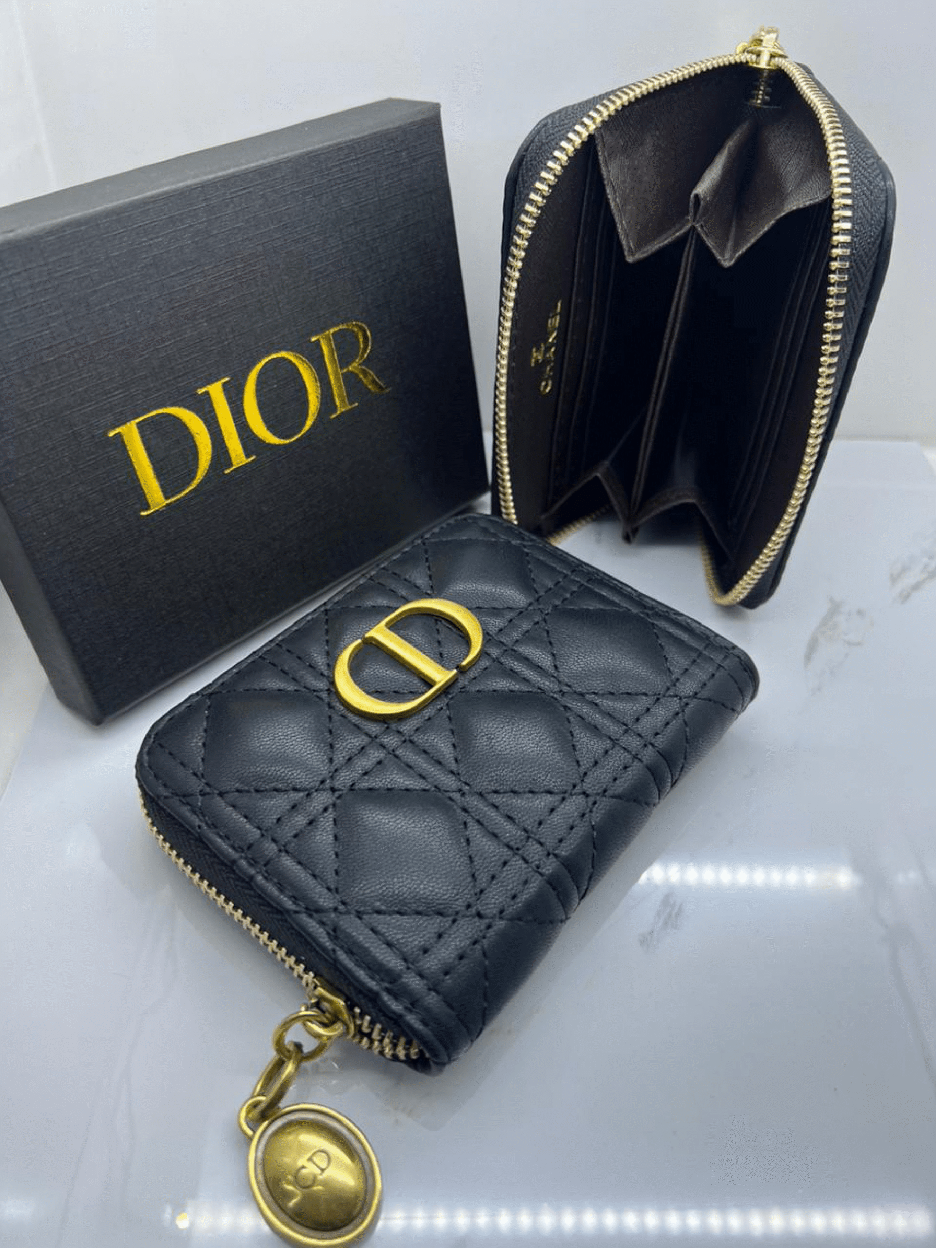 Dior Caro Hibiscus Supple Cannage wallet