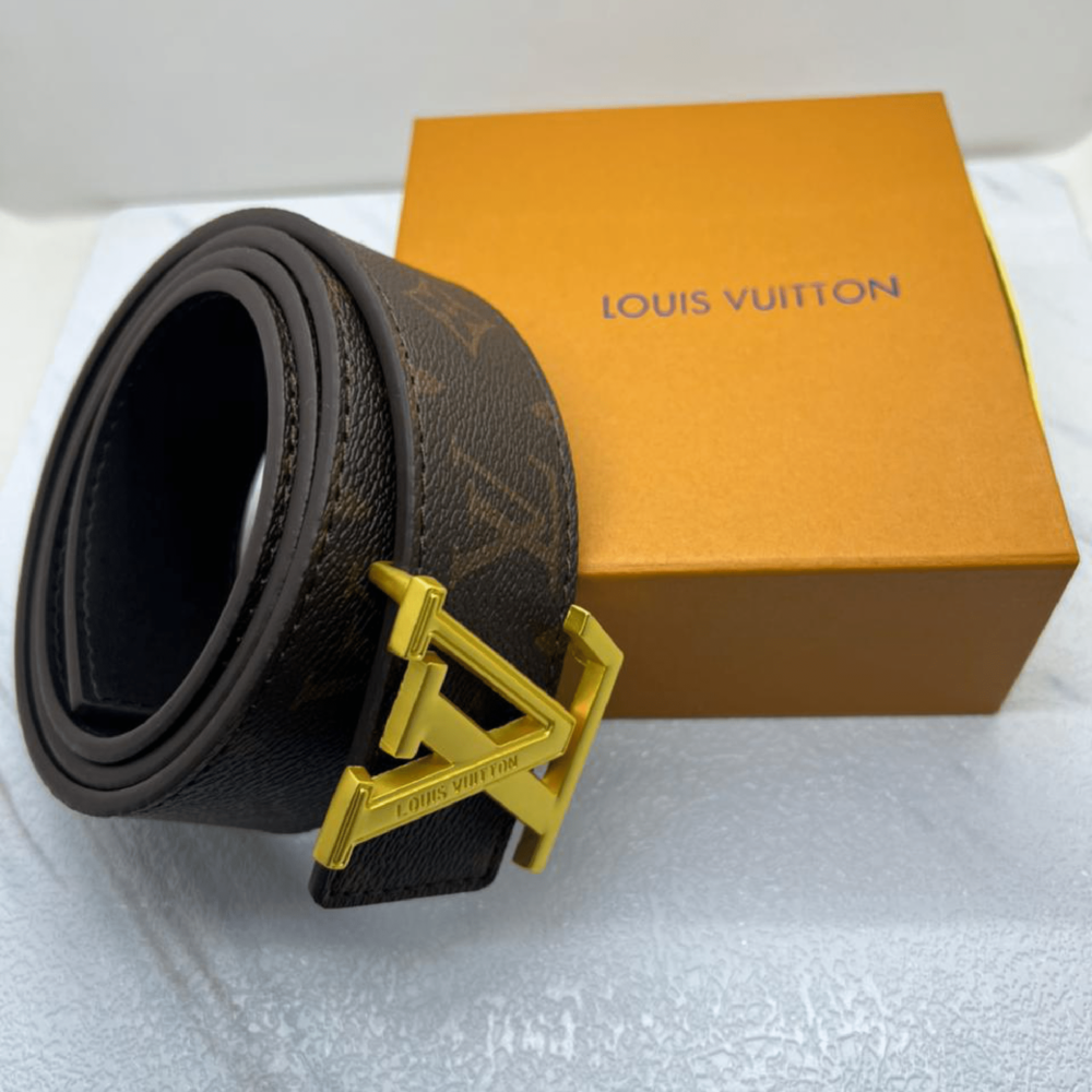 Home 267 Louis Vuitton canvas leather Belt brown gold