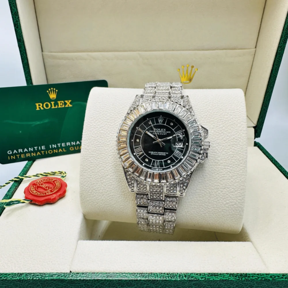Home 304 Rolex Oyster Perpetual Datejust Rhinestone black silver