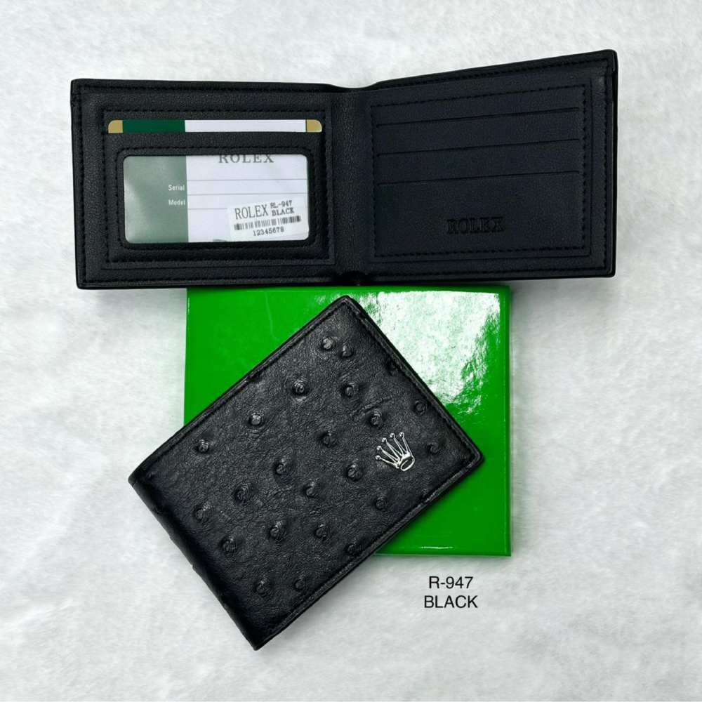 Home 236 Rolex ostrich leather wallet black