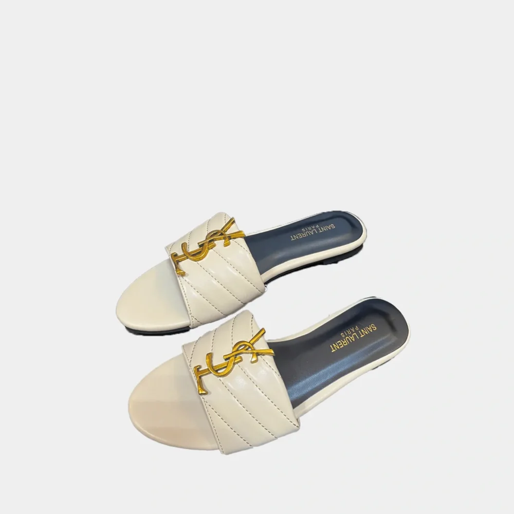 Home 125 Saint Laurent YSL monogram Slides white