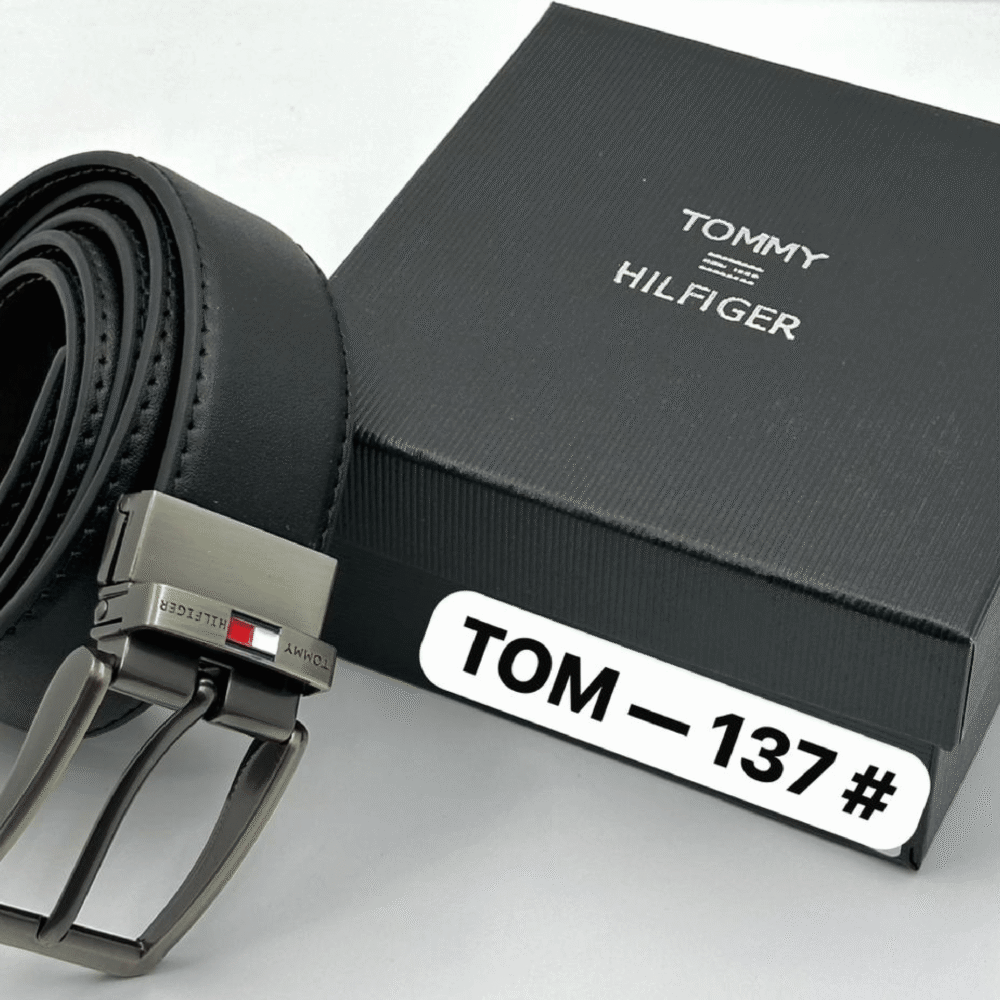 Tommy Hilfiger Leather Square Buckle Belt