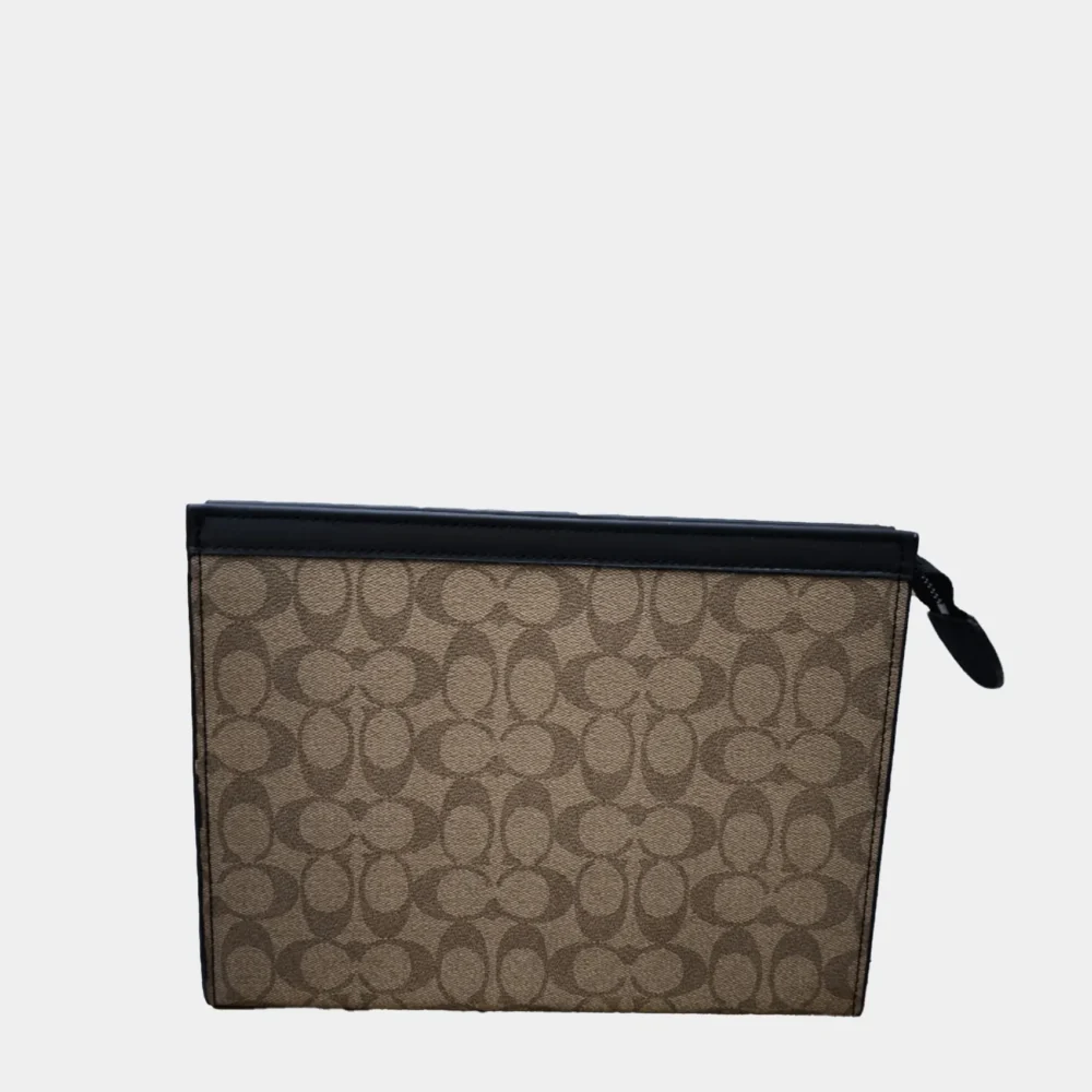 Home 139 Coach Beckett Slim Pouch In Signature Canvas Brown